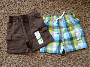 JUMPING BEANS boy's sz 18 months NWT cotton shorts (2) brown/green/white/blue  - Bild 1 von 4