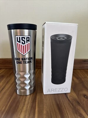 Vaso de acero inoxidable AREZZO 16,9 OZ One Nation One Team logotipo de fútbol EE. UU. ~ Nuevo Foto 1 de 4