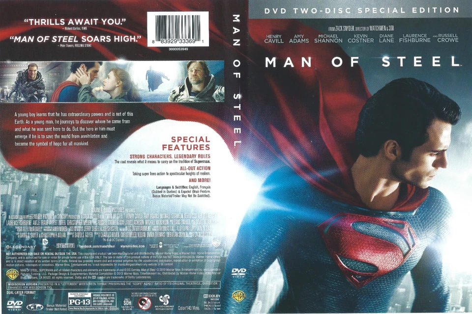 Man of Steel 2013 DVD Original ARTWORK (Sleeve) ONLY, NO DISC or CASE FREE SHIP Foto 1 de 1