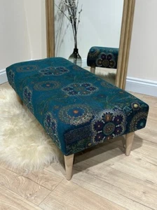 Premium Floral Loop Footstool - Green Pattern Circular Bench Coffee Table - Picture 1 of 5