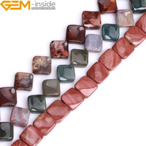 Square Diagonal Twist Assorted Colors Beads Jewelry Making 16mm Natural Stone - Picture 1 of 46