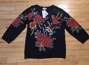 Maglione donna Cathy Daniels decorativo floreale gioiello morbido leggero grande L rose - Foto 1 di 7