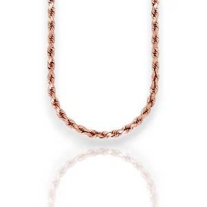 Rope Chain Necklace - 10K Rose Gold - Solid - Picture 1 of 10