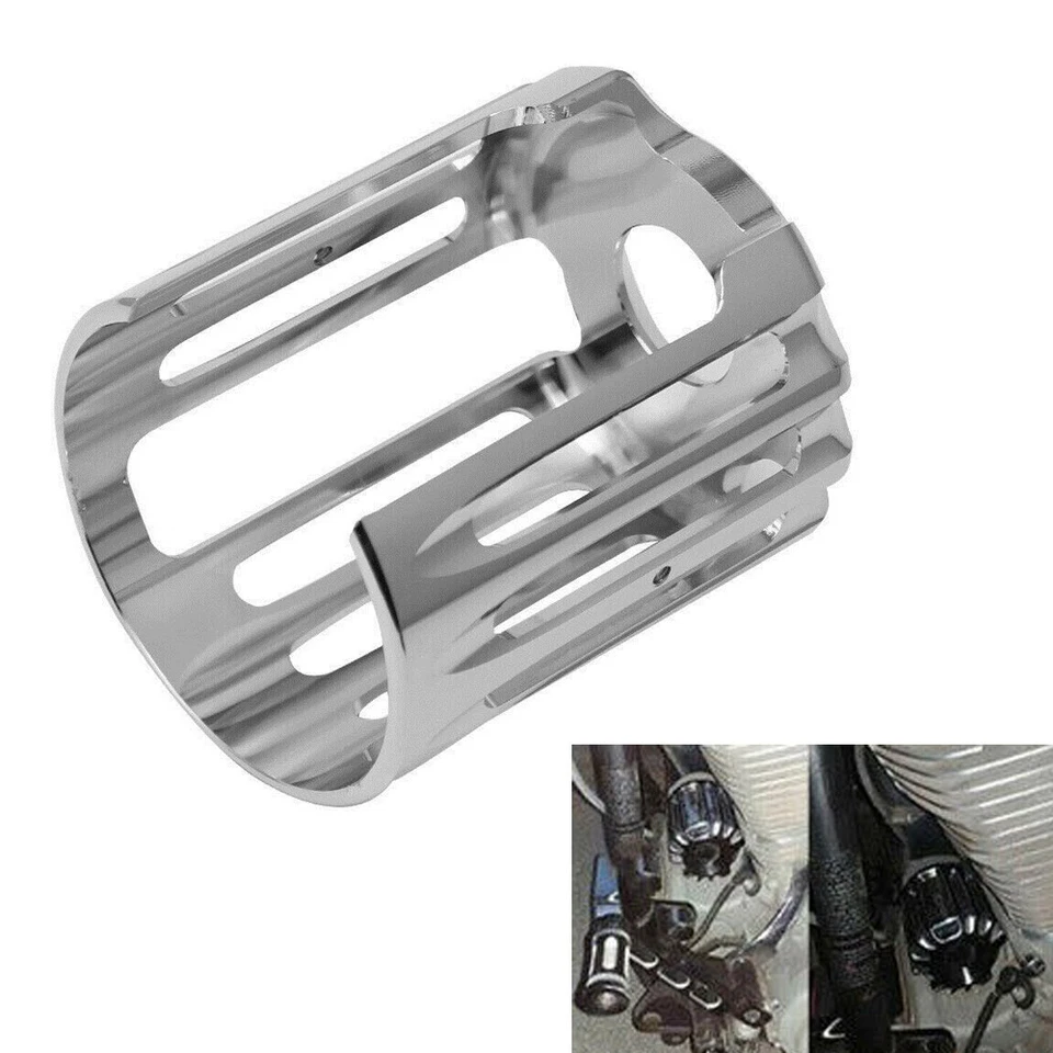Tapa de filtro de aceite cromado corte CNC para Harley Touring Dyna Fatboy FLSTF Foto 1 de 4