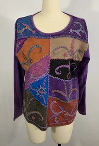 Patchwork Shirt Hippie Large New - Picture 1 of 10