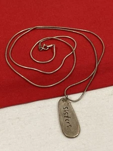 Vintage Signed FF 925 Sterling Silver ‘SISTERS’ Themed Pendant & Necklace 25" - Picture 1 of 16