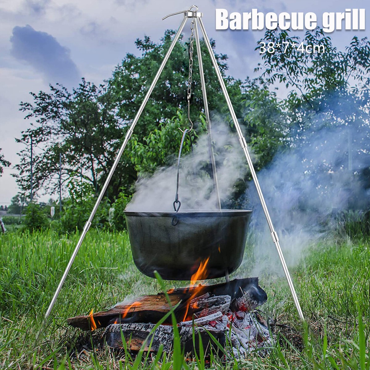 Camp Chef Cast Iron Dutch Oven Tripod Campfire Grill Campfire