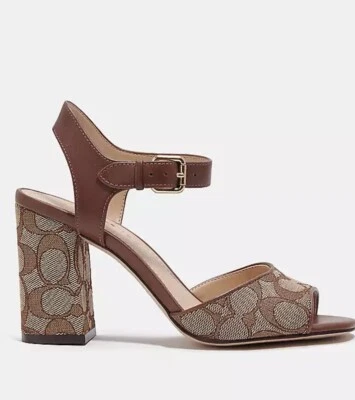 蔻驰女式Marla签名凉鞋。 彩色卡其色/马鞍尺寸 10B CC785 全新带盒 — 第 1/4 张图片