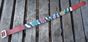 Vtg 70s Hippie Hippy Boho Leather Belt Womens Sz 26-30 Psychedelic Hand Painted - Picture 1 of 9