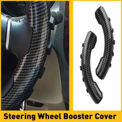 2x Universal Non-Slip Car Steering Wheel Booster Cover Accessories Carbon Fiber - Image 1 of 4