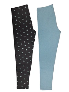 Kirkland Signature Girls’ 2-Pack Leggings (10/12, Blue Dark Gray Bird) - Picture 1 of 1