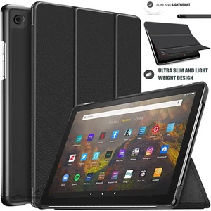 Leather Smart Case Cover for All-New Amazon Fire HD 10 & HD 10 Plus Tablet 2021 - Picture 1 of 17