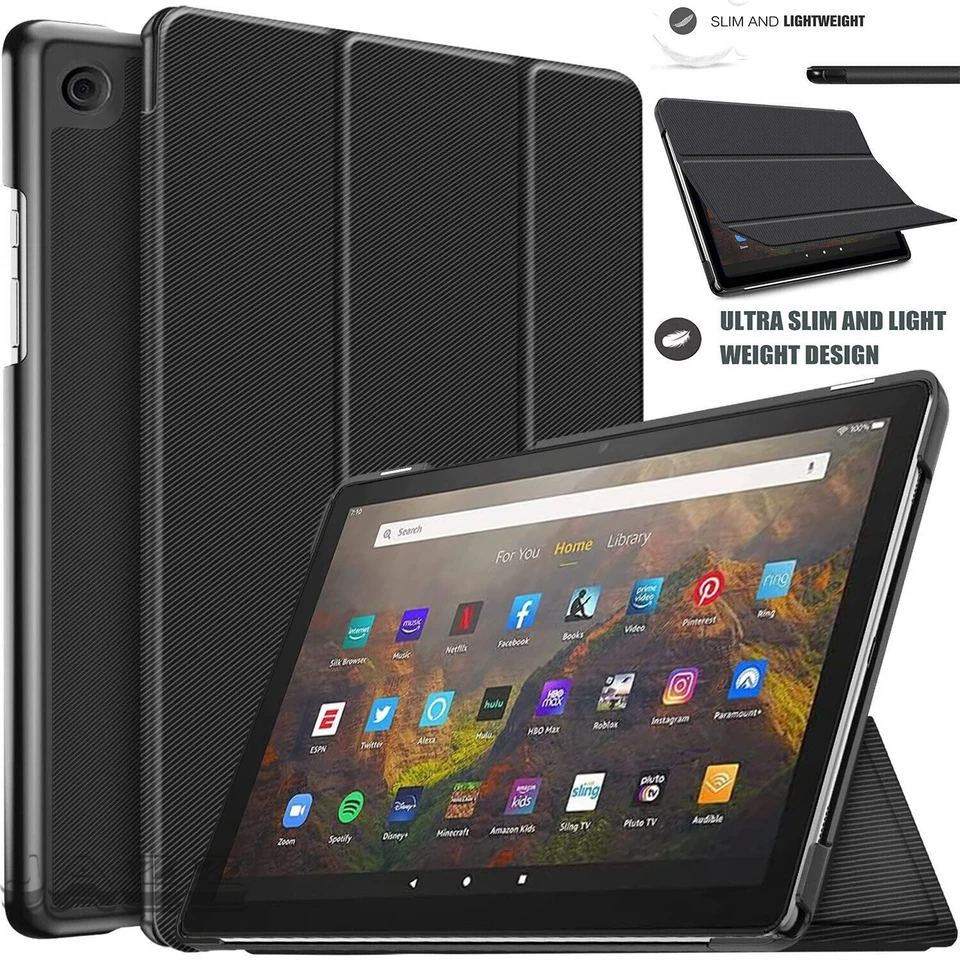 Leather Smart Case Cover for All-New Amazon Fire HD 10 & HD 10 Plus Tablet 2021 - Image 1 of 4