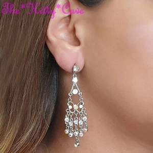 Elegant Chic, Silver Aurora, Butterfly Drop Earrings w/ Opal Swarovski Crystals - Picture 1 of 11