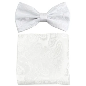 Nuevo juego formal de pajarita y hankie blanco cachemira para hombre microfibra - Imagen 1 de 3