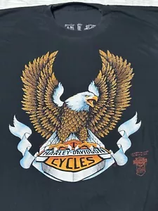 Vintage 1980’s 3D Emblem Harley Davidson Eagle Shield Sleeveless T Shirt Size L - Bild 1 von 10