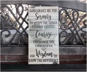 Serenity Prayer Sign, Sobriety Anniversary Day Gift, Courage & Wisdom, Canvas - Picture 1 of 2