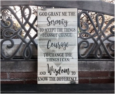 Serenity Prayer Sign, Sobriety Anniversary Day Gift, Courage & Wisdom, Canvas - Image 1 of 2