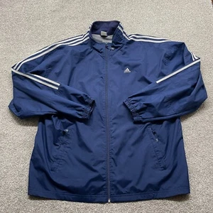 VINTAGE Adidas Jacket Adult XL Extra Large Blue Windbreaker Track Full Zip Y2k - Picture 1 of 12