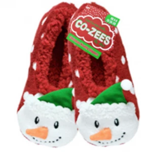 New Girls 3D Red Snowman Sherpa Fleece Lined Slippers Co-Zees UK Size 9-12 - Picture 1 of 1