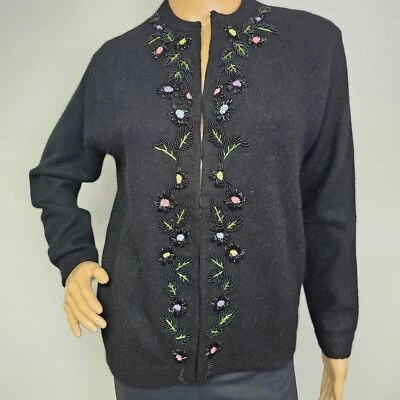 Suéter de Colección Barbara Lee Negro Lana de Cordero/Piel de Conejo Lentejuelas Talla S Grannycore Foto 1 de 4