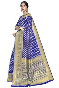 Indian Bollywood Party Wear Sarees Women's kanchipuram Style Art Silk Saree - Picture 1 of 6