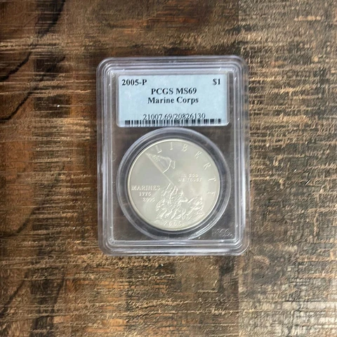 2005 P $1 Silver USMC Commemorative PCGS MS69 Cover