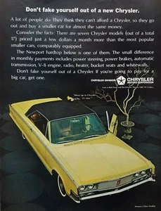 Vintage Print Ad 1965 Chrysler Newport Car Photo Art Yellow - Picture 1 of 4