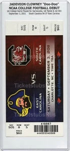 Jadeveon Clowney NCAA COLLEGE FOOTBALL DEBUT 2011 Gamecocks Pirates Full Ticket - Picture 1 of 12