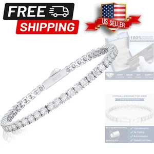 Brilliant Round Cut Moissanite Tennis Bracelet 6.5" - Perfect Gift for Women - Picture 1 of 11