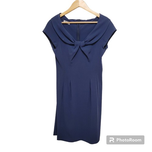 Abito vintage Moschino donna retrò a matita manica corta blu scuro taglia 8