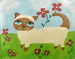Buy 2 Get the 3rd FREE, 8.5 x 11, Art PRINTS, Wall Art, Cat Art Print, Naive Art - Picture 1 of 4