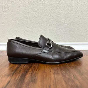 SALVATORE FERRAGAMO Gancini Bit Loafers Mens Sz 12 Dark Brown Leather Moccasin - Picture 1 of 10