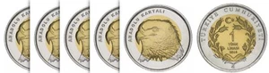 Turkey 5 (x) Anatolian Eagle 1 Lira 2014 LOT, Bimetal, UNC, Coin - Picture 1 of 4