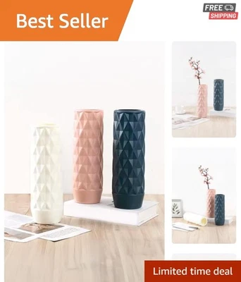 Elegant 20 cm Rhombic Patterned Decorative Vase - Perfect for Artificial Flowers - Image 1 of 4