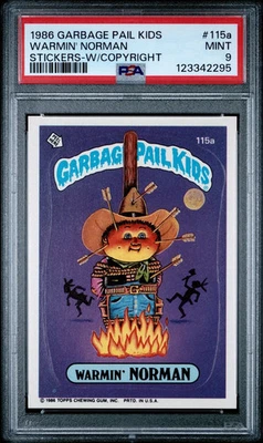 1986 GARBAGE PAIL KIDS STICKERS WITH COPYRIGHT #115A WARMIN' NORMAN PSA 9 GPK - Image 1 of 2