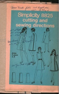 8825 Vintage Simplicity SEWING Pattern Misses 1960s Side Shawl Dress UNCUT 10 - Picture 1 of 1