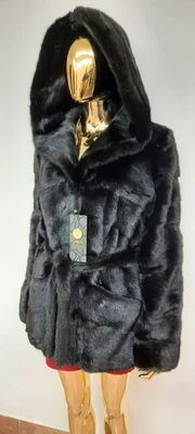 MINK FUR HOODED COAT JACKET VEST SIZE  S/M  100% REAL NATURAL NEW - Image 1 of 4
