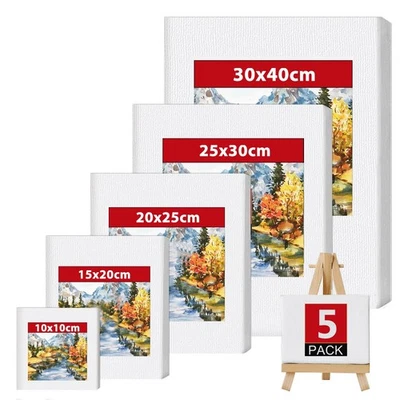 HISDRICUS Leinwand zum Bemalen 5er Set Aus 100% Baumwolle, Leinwände, Keilrahmen 30x40,...