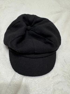 Gorra de noticiero para mujer de mezcla de lana negra Foto 1 de 3