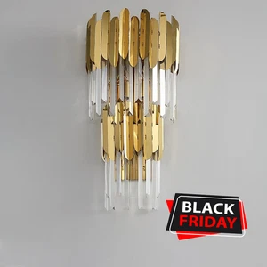 Aplique de pared de cristal MOSSODOR lámpara de pared moderna accesorio de iluminación dorado - Imagen 1 de 27