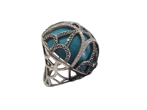 Anillo Judith Jack enjaulado de plata de ley y marcasita con piedra de color turquesa - Imagen 1 de 10
