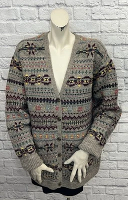 LAUREN RALPH LAUREN WOMEN'S MULTI COLOR FAIR ISLE PRINT CARDIGAN SWEATER SIZE 2X - Image 1 of 4