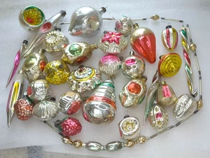 32 Vintage Silver Glass Christmas Ornaments Xmas Tree USSR Antique Decorations - Picture 1 of 8