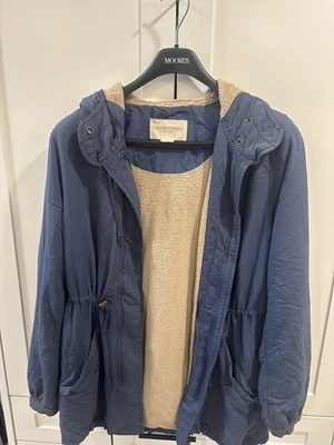 Винтажная женская парка Obey Propaganda синий коричневый мех на молнии, карманы маленькие - Изображение 1 из 4