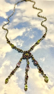 Nicky Butler Sterling Silver Garnet Amethyst Peridot Waterfall Streams Necklace - Image 1 of 3