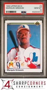Star Rookie #9 1990 cubierta superior Marquis Grissom RC exposiciones PSA 10 - Imagen 1 de 2