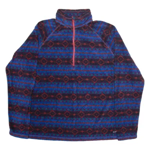 EDDIE BAUER Womens Patterned Fleece Blue Fair Isle 1/4 Zip Tight Knit XL - Picture 1 of 6