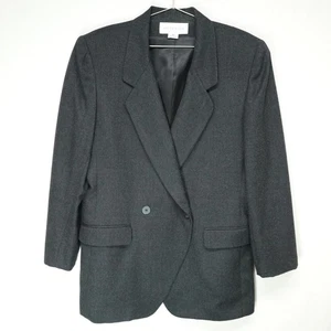 Vintage Jones New York Blazer Womens 12 Charcoal Gray 100% Wool Made in USA - Picture 1 of 10
