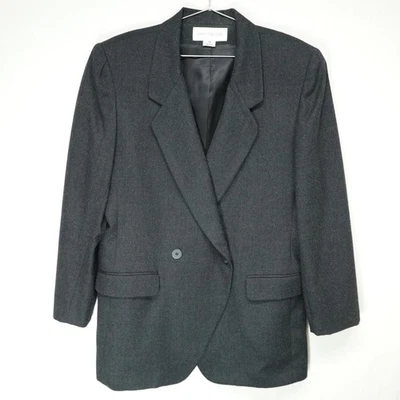 Vintage Jones New York Blazer Womens 12 Charcoal Gray 100% Wool Made in USA - Image 1 of 4
